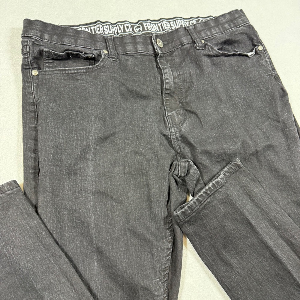 Frontier Supply Co Mens Black Slim Fit Jeans 36x32 Denim Pants